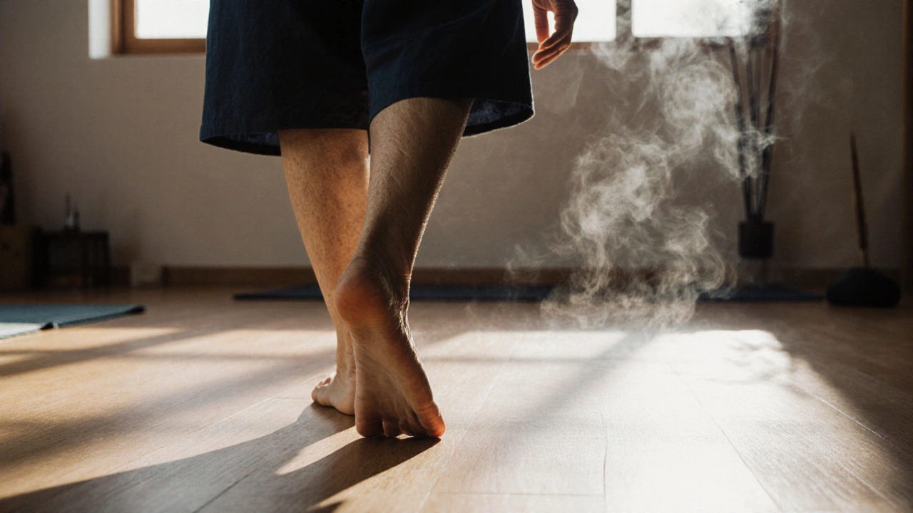 Žena po thajské masáži klidně chodí bosá, cítí se volně a bez bolesti.