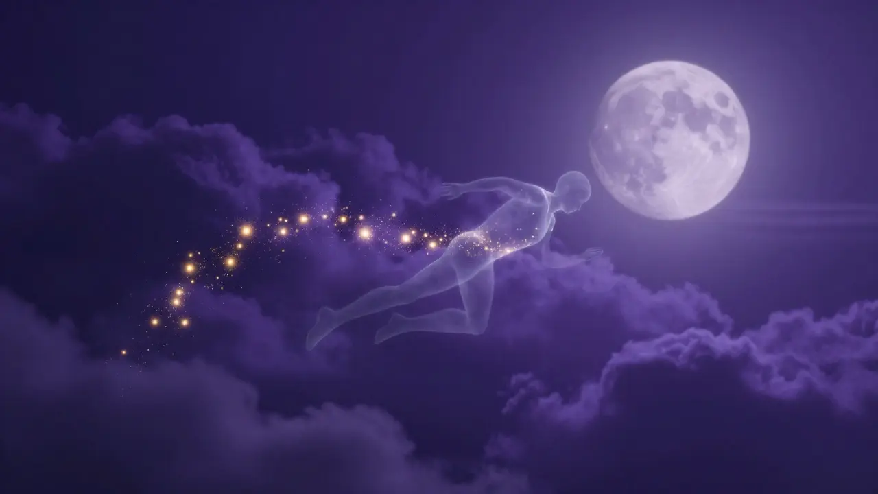 Konceptuálny obraz znázornujúci hlbokú relaxáciu a psychickú regeneráciu športovca.