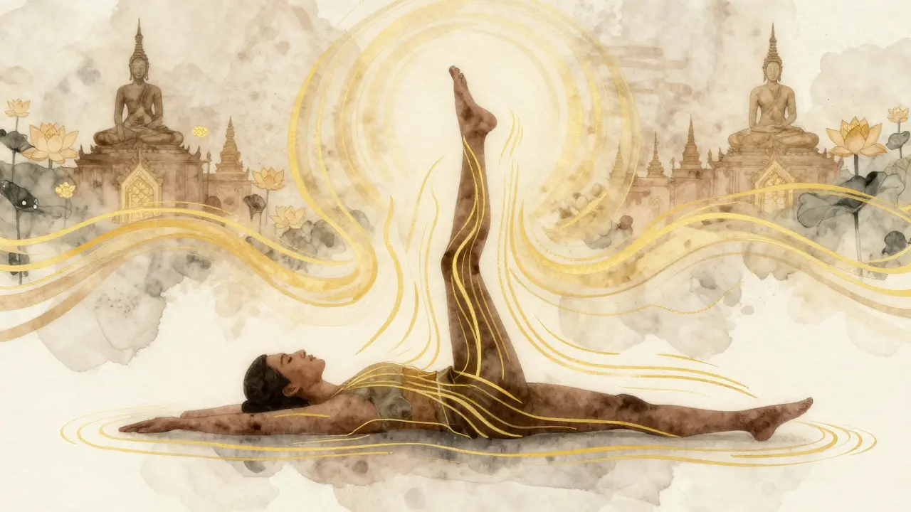 Abstraktní ilustrace energetických linií a duchovní rovnováhy
