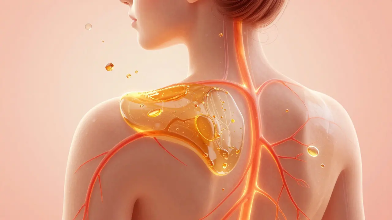 Konceptuální ilustrace prokrvení kůže a vstřebávání živin z medu